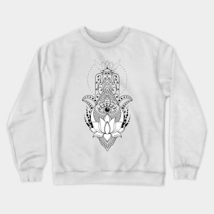 Hamsa hand symbol with lotus flower. Decorative pattern in oriental style. Crewneck Sweatshirt